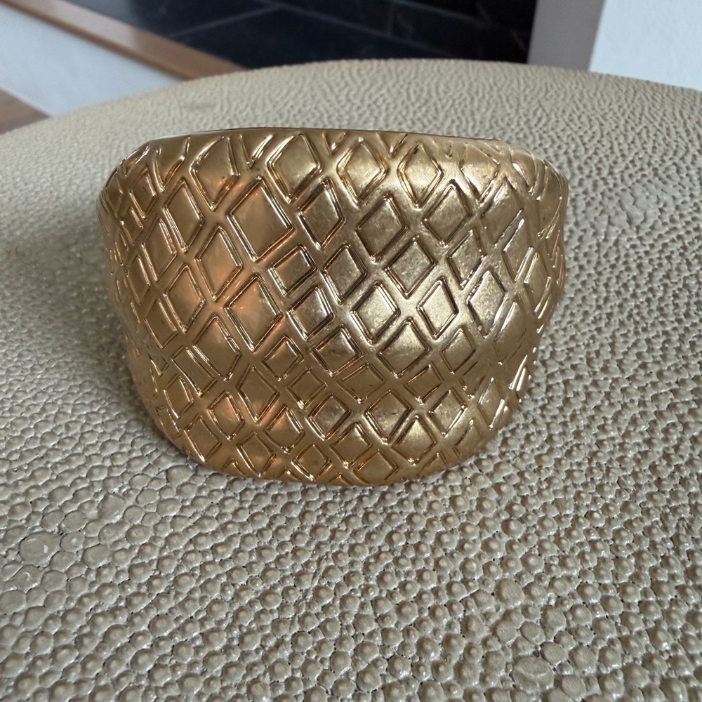 Heidi Klum Gold Tone Textured Hinged Cuff Bracelet